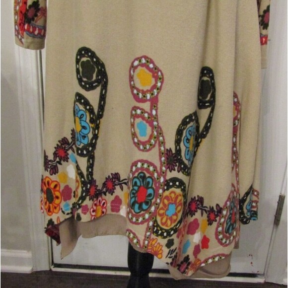 Ice Silk Vintage Dress Boho Long Sleeve Lined Floral Print Womens Size 2XL - Picture 3 of 7